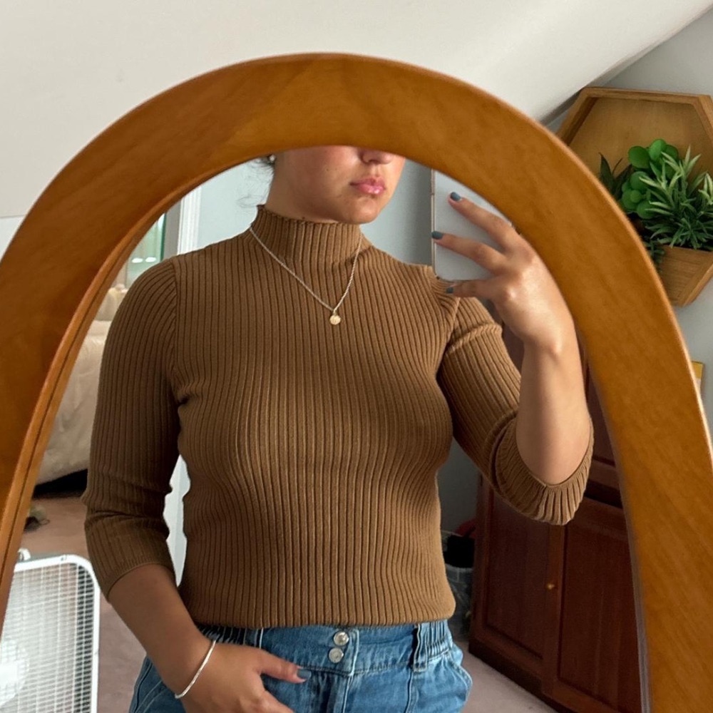 Mock neck turtle neck bodycon ribbed sweater